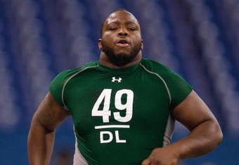 INDIANAPOLIS, IN - FEBRUARY 23:  Defensive lineman Terrance Taylor of Michigan runs the 40 yard dash during the NFL Scouting Combine presented by Under Armour at Lucas Oil Stadium on February 23, 2009 in Indianapolis, Indiana. (Photo by Scott Boehm/Getty Images)