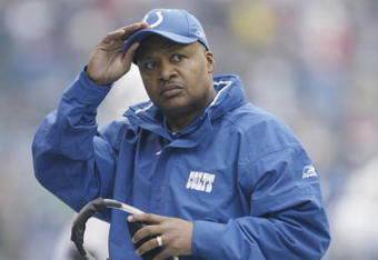SEATTLE - DECEMBER 24:  Assistant head coach Jim Caldwell of the Indianapolis Colts looks on against the Seattle Seahawks at Qwest Field on December 24, 2005 in Seattle, Washington. The Seahawks defeated the Colts 28-13.  (Photo by Otto Greule Jr/Getty Images)