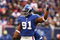 EAST RUTHERFORD, NJ - NOVEMBER 16:  Justin Tuck #91 of the New York Giants of the Baltimore Ravens during their game on November 16, 2008 at Giants Stadium in East Rutherford, New Jersey.  (Photo by Al Bello/Getty Images)