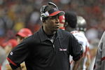 ATLANTA - DECEMBER 14: Defensive backs coach Raheem Morris of the Tampa Bay Buccaneers directs play against the Atlanta Falcons at the Georgia Dome on December 14, 2008 in Atlanta, Georgia.  (Photo by Al Messerschmidt/Getty Images) 