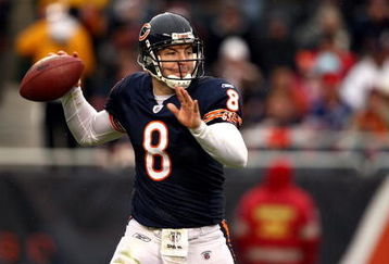CHICAGO - NOVEMBER 09:  Rex Grossman #8 of the Chicago Bears throws a pass against the Tennessee Titans at Soldier Field on November 9, 2008 in Chicago, Illinois. The Titans won 21-14.  (Photo by Jonathan Ferrey/Getty Images)