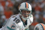 MIAMI, FL - JANUARY 4:  Quarterback Chad Pennington #10 of the Miami Dolphins sets for a play against the Baltimore Ravens in an NFL Wildcard Playoff Game at Dolphins Stadium on January 4, 2009 in Miami, Florida.  (Photo by Al Messerschmidt/Getty Images) 