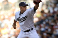SAN DIEGO - APRIL 06:  Pitcher Jake Peavy #44 of the San Diego Padres throws a pitch against the Los Angeles Dodgers on April 6, 2009 at Petco Park in San Diego, California.  The Dodgers won 4-1.  (Photo by Stephen Dunn/Getty Images)