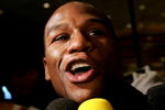LAS VEGAS, NEVADA - DECEMBER 4:  Floyd Mayweather is interviewed at the MGM Grand Garden Arena December 4, 2007 in Las Vegas, Nevada. Mayweather Jr. will fight Ricky Hatton for the WBC welterweight championship on December 8. (Photo by John Gichigi/Getty Images)