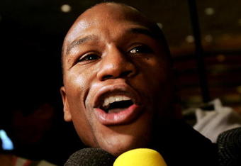 LAS VEGAS, NEVADA - DECEMBER 4:  Floyd Mayweather is interviewed at the MGM Grand Garden Arena December 4, 2007 in Las Vegas, Nevada. Mayweather Jr. will fight Ricky Hatton for the WBC welterweight championship on December 8. (Photo by John Gichigi/Getty Images)