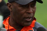 LAKE FOREST, IL - MAY 01: Head coach Lovie Smith of the Chicago Bears meets with the media after a rookie mini-camp practice on May 1, 2009 at Halas Hall in Lake Forest, Illinois. (Photo by Jonathan Daniel/Getty Images)