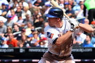 NEW YORK - APRIL 29:  Daniel Murphy #28 of the New York Mets bats against the Florida Marlins on April 29, 2009 at Citi Field in the Flushing neighborhood of the Queens borough of New York City. The Marlins defeated the Mets 4-3.  (Photo by Jim McIsaac/Getty Images)