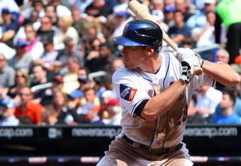 NEW YORK - APRIL 29:  Daniel Murphy #28 of the New York Mets bats against the Florida Marlins on April 29, 2009 at Citi Field in the Flushing neighborhood of the Queens borough of New York City. The Marlins defeated the Mets 4-3.  (Photo by Jim McIsaac/Getty Images)