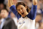 LEXINGTON, KY - JANUARY 9:  Actress Ashley Judd cheers on the Kentucky Wildcats during a game against the Kansas Jayhawks on January 9, 2005 at Rupp Arena in Lexington, Kentucky. Kansas defeated Kentucky 65-59.  (Photo by Andy Lyons/Getty Images)