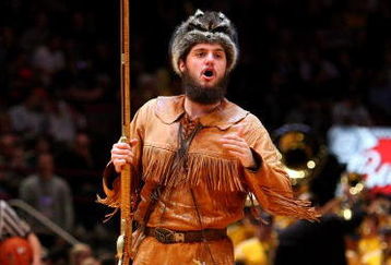 NEW YORK - MARCH 11:The West Virginia Mountaineers mascot cheers on the court during a game against the Notre Dame Fighting Irish during the second round of the Big East Tournament at Madison Square Garden on March 11, 2009 in New York City.  (Photo by Jim McIsaac/Getty Images)