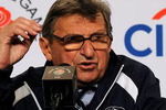 PASADENA, CA - JANUARY 01:  Head coach Joe Paterno of the Penn State Nittany Lions addresses the media after their defeat against the USC Trojans at the 95th Rose Bowl Game presented by Citi on January 1, 2009 at the Rose Bowl in Pasadena, California.  (Photo by Harry How/Getty Images)
