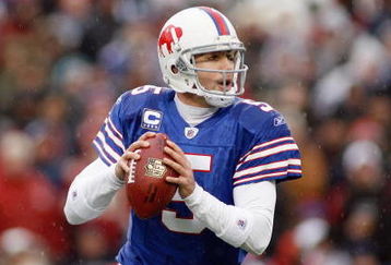 ORCHARD PARK - NOVEMBER 30:  Quarterback  Trent Edwards #5 of the Buffalo Bills drops back to pass the ball during the game against the San Francisco 49ers on November 30, 2008 at Ralph Wilson Stadium in Orchard Park, New York. (Photo by: Rick Stewart/Getty Images)