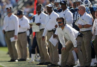 NASHVILLE, TN - NOVEMBER 04:  Head coach Jeff Fisher of the Tennessee Titans watches the action during the game against the Carolina Panthers at LP Field on November 4, 2007 in Nashville, Tennessee.  (Photo by Harry How/Getty Images)