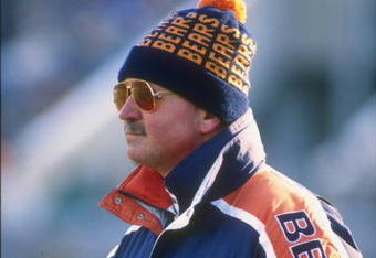 17 Dec 1989: Chicago Bears head coach Mike Ditka looks on during a game against the Green Bay Packers at Soldier Field in Chicago, Illinois. The Packers won the game, 40-28.