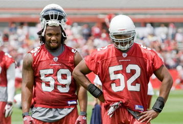 TEMPE, AZ - MAY 2 :  Will Davis #59 and Cody Brown #52 of the Arizona Cardinals watch a drill during a team minicamp at the team training facility on May 2, 2009 in Tempe, Arizona.  (Photo by Jonathan Willey/Getty Images)