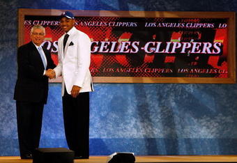NEW YORK - JUNE 26:  NBA Commissioner David Stern shakes hands with number seven draft pick for the Los Angeles Clippers, Eric Gordon during the 2008 NBA Draft at the Wamu Theatre at Madison Square Garden June 26, 2008 in New York City. NOTE TO USER: User expressly acknowledges and agrees that, by downloading and or using this photograph, User is consenting to the terms and conditions of the Getty Images License Agreement.  (Photo by Nick Laham/Getty Images)