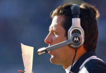 BALTIMORE - OCTOBER 26:  Offensive Coordinator Greg Knapp of the Oakland Raiders watches the action during the game against the Baltimore Raven at M&T Bank Stadium on October 26, 2008 in Baltimore, Maryland. (Photo by: Chris McGrath/Getty Images)