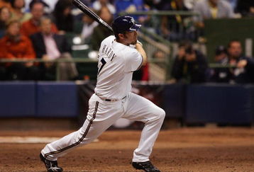 MILWAUKEE - OCTOBER 04: J.J. Hardy #7 of the Milwaukee Brewers bats against the Philadelphia Phillies in Game three of the NLDS during the 2008 MLB playoffs at Miller Park on October 4, 2008 in Milwaukee, Wisconsin. (Photo by Jim McIsaac/Getty Images) 