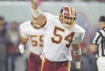 26 Jan 1992:  Linebacker Kurt Gouveia #54 of the Washington Redskins intercepts the ball at Super Bowl  XXVI against the Buffalo Bills at Humpert H. Humphrey Metrodome in Minneapolis, Minnesota.  The Redskins won 37-24.                 Mandatory Credit: M