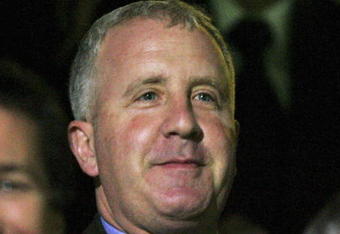 SCUNTHORPE, ENGLAND - SEPTEMBER 20: Randy Lerner, the new Chairman of Aston Villa watches his new team during the Carling Cup Second round match between Scunthorpe United and Aston Villa at Glanford Park on September 20, 2006 in Scunthorpe, England. (Photo by Matthew Lewis/Getty Images)