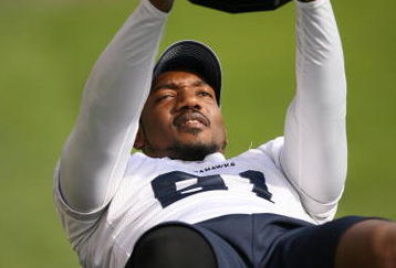 RENTON, WA - MAY 2:  Baraka Atkins #91 of the Seattle Seahawks works out during minicamp at the Seahawks training facility on May 2, 2009 in Renton, Washington. (Photo by Otto Greule Jr/Getty Images) 