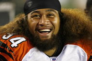 CINCINNATI - AUGUST 18:  Domata Peko #94 of the Cincinnati Bengals looks on during a preseason NFL game against the New Orleans Saints on August 18, 2007 at Paul Brown Stadium in Cincinnati, Ohio. The Saints defeated the Bengals 27-19. (Photo by Joe Robbins/Getty Images)