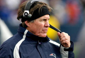 ORCHARD PARK, NY - DECEMBER 28: Head coach Bill Belichick of the New England Patriots watches from the sideline against the Buffalo Bills at Ralph Wilson Stadium December 28, 2008 in Orchard Park, New York. The Patriots won 13-0.  (Photo by Rick Stewart/Getty Images)