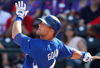 SURPRISE, AZ - MARCH 04:  Alex Gordon #4 of the Kansas City Royals bats against the Texas Rangers during the spring training game at Surprise Stadium on March 4, 2009 in Surprise, Arizona. The Rangers defeated the Royals 5-3.  (Photo by Christian Petersen/Getty Images)