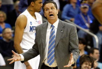 KANSAS CITY, MO - MARCH 19:  Head Coach John Calipari of the Memphis Tigers yells from the sideline during their  first round game against the CSUN Matadors in the first half of the NCAA Division I Men's Basketball Tournament at the Sprint Center on March 19, 2009 in Kansas City, Missouri. The Tigers defeated the Matadors 81-70.  (Photo by Jamie Squire/Getty Images)