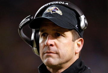 PITTSBURGH - JANUARY 18:  Head coach John Harbaugh of the Baltimore Ravens looks on after he threw a challenge flag which over-turned a potential reception by the Pittsburgh Steelers during the AFC Championship game on January 18, 2009 at Heinz Field in Pittsburgh, Pennsylvania.  (Photo by Streeter Lecka/Getty Images)
