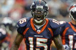 HOUSTON - AUGUST 9:  Brandon Marshall #15 of the Denver Broncos reacts on the field during the game against the Houston Texans at Reliant Stadium on August 9, 2008 in Houston, Texas. (Photo by: Ronald Martinez/Getty Images)