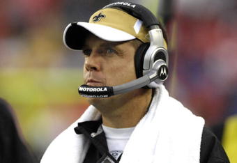 TAMPA, FL - NOVEMBER 30: Coach Sean Payton of the New Orleans Saints directs play against the Tampa Bay Buccaneers at Raymond James Stadium on November 30, 2008 in Tampa, Florida.  (Photo by Al Messerschmidt/Getty Images) 