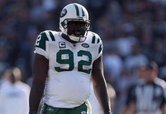OAKLAND, CA - OCTOBER 19:  Shaun Ellis #92 of the New York Jets looks on during the game against the Oakland Raiders on October 19, 2008 at the Oakland-Alameda County Coliseum in Oakland, California. (Photo by Jed Jacobsohn/Getty Images)