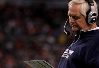 DENVER - AUGUST 16:  Head coach Wade Phillips of the Dallas Cowboys leads his team against the Denver Broncos during preseason NFL action at Invesco Field at Mile High on August 16, 2008 in Denver, Colorado. The Broncos defeated the Cowboys 23-13.  (Photo by Doug Pensinger/Getty Images)