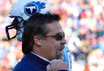 NASHVILLE, TN - DECEMBER 07:  Head coach Jeff Fisher of the Tennessee Titans reacts after a touchdown against the Cleveland Browns during the game on December 7, 2008 at LP Field in Nashville, Tennessee.  (Photo by Kevin C. Cox/Getty Images)