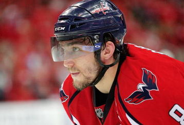 WASHINGTON - MAY 09:  Alex Ovechkin #8 of the Washington Capitals looks on prior to a face off against the Pittsburgh Penguins during Game Five of the Eastern Conference Semifinal Round of the 2009 Stanley Cup Playoffs on May 9, 2009 at the Verizon Center in Washington,  DC.  (Photo by Len Redkoles/Getty Images)