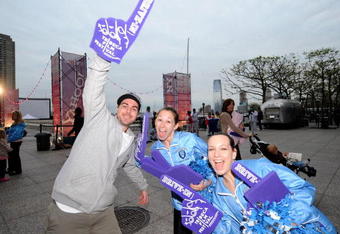 NEW YORK - APRIL 26:  The Columbia University Cheerleaders attend Tribeca Drive-In Presents Fan's Favorite Football Flick held at the North Cove, World Financial Center during the 2008 Tribeca Film Festival on April 26, 2008 in New York City.  (Photo by Brad Barket/Getty Images for Tribeca Film Festival)
