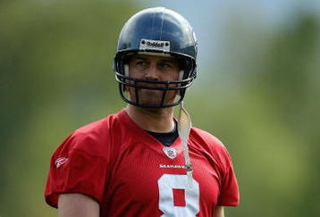 RENTON, WA - MAY 2:  Matt Hasselbeck #8 of the Seattle Seahawks looks on during minicamp at the Seahawks training facility on May 2, 2009 in Renton, Washington. (Photo by Otto Greule Jr/Getty Images) 