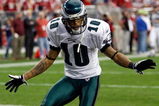 GLENDALE, AZ - JANUARY 18:  Wide receiver DeSean Jackson #10 of the Philadelphia Eagles celebrates after he catches a 62-yard touchdown against the Arizona Cardinals in the fourth quarter during the NFC championship game on January 18, 2009 at University of Phoenix Stadium in Glendale, Arizona.  (Photo by Jamie Squire/Getty Images)