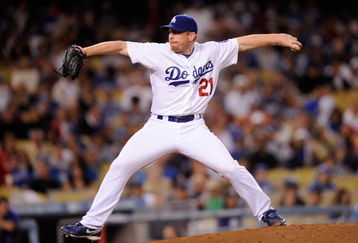 LOS ANGELES, CA - MAY 23:  Pitcher Randy Wolf #21 of the Los Angeles Dodgers pitches against the Los Angeles Angels of Anaheim during at Dodger Stadium on May 23, 2009 in Los Angeles, California.  (Photo by Kevork Djansezian/Getty Images)