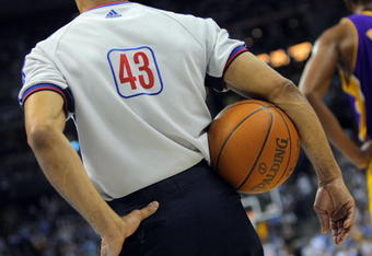 DENVER - MAY 23:  A detailed picture of a referee during Game Three of the Western Conference Finals during the 2009 NBA Playoffs between the Los Angeles Lakers and the Denver Nuggets at Pepsi Center on May 23, 2009 in Denver, Colorado. NOTE TO USER: User expressly acknowledges and agrees that, by downloading and or using this photograph, User is consenting to the terms and conditions of the Getty Images License Agreement.  (Photo by Doug Pensinger/Getty Images)