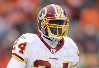 CINCINNATI - DECEMBER 14: Shawn Springs #24 of the Washington Redskins walks on the field during the NFL game against the Cincinnati Bengals at Paul Brown Stadium December 14, 2008 in Cincinnati, Ohio. (Photo by Andy Lyons/Getty Images)