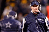 PITTSBURGH - DECEMBER 7: Offensive Coordinator Jason Garrett of the Dallas Cowboys looks on from the sideline during their NFL game against the Pittsburgh Steelers on December 7, 2008 at Heinz Field in Pittsburgh, Pennsylvania. The Steelers defeated the Cowboys 20-13. (Photo by Gregory Shamus/Getty Images)