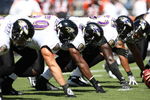 BALTIMORE - SEPTEMBER 7: The defensive line of the Baltimore Ravens lines up against the Cincinnati Bengals at M&T Bank Stadium on September 7, 2008 in Baltimore, Maryland. The Ravens won 17-10. (Photo by Ned Dishman/Getty Images) *** Local Caption ***
