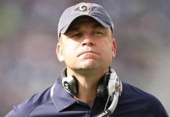 SEATTLE - SEPTEMBER 21:  Head coach Scott Linehan of the St. Louis Rams looks on during the game against the Seattle Seahawks on September 21, 2008 at Qwest Field in Seattle, Washington. (Photo by Otto Greule Jr/Getty Images) 