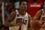 CHICAGO - APRIL 30: Derrick Rose #1 of the Chicago Bulls brings the ball upcourt against the Boston Celtics in Game Six of the Eastern Conference Quarterfinals during the 2009 NBA Playoffs at the United Center on April 30, 2009 in Chicago, Illinois. The Bulls defeated the Celtics 128-127 in triple-overtime. NOTE TO USER: User expressly acknowledges and agreees that, by downloading and/or using this Photograph, User is consenting to the terms and conditions of the Getty Images License Agreement. (Photo by Jonathan Daniel/Getty Images)
