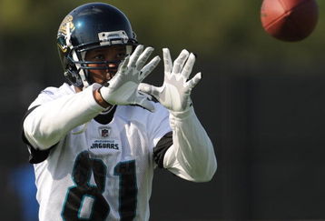JACKSONVILLE, FL - MAY 1:  Wide receiver Torry Holt #81 of the Jacksonville Jaguars reaches for a pass during a team mini-camp on May 1, 2009 on the practice fields at Jacksonville Municipal Stadium in Jacksonville, Florida.  (Photo by Al Messerschmidt/Getty Images)