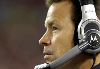 TAMPA, FL - OCTOBER 19: Assistant head coach Jm Mora of the Seattle Seahawks during warmups against  the Tampa Bay Buccaneers at Raymond James Stadium on October 19, 2008 in Tampa, Florida.  (Photo by Al Messerschmidt/Getty Images) 