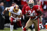 SAN FRANCISCO - DECEMBER 28:  Josh Morgan #84 of the San Francisco 49ers is is chsed by Fred Smoot #27 of the Washington Redskins at Candlestick Park on December 28, 2008 in San Francisco, California.  (Photo by Jonathan Ferrey/Getty Images)