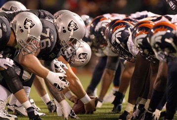 OAKLAND, CA - SEPTEMBER 8:  The Denver Broncos defense line up against the Oakland Raiders offense during the NFL game against the Oakland Raiders on September 8, 2008 at McAfee Coliseum in Oakland, California. The Broncos defeated the Raiders 41-14. (Photo by Jed Jacobsohn/Getty Images)
